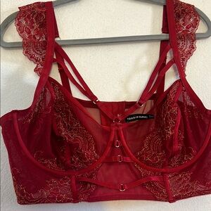 Torrid Red Lace Bra with Adjustable Straps